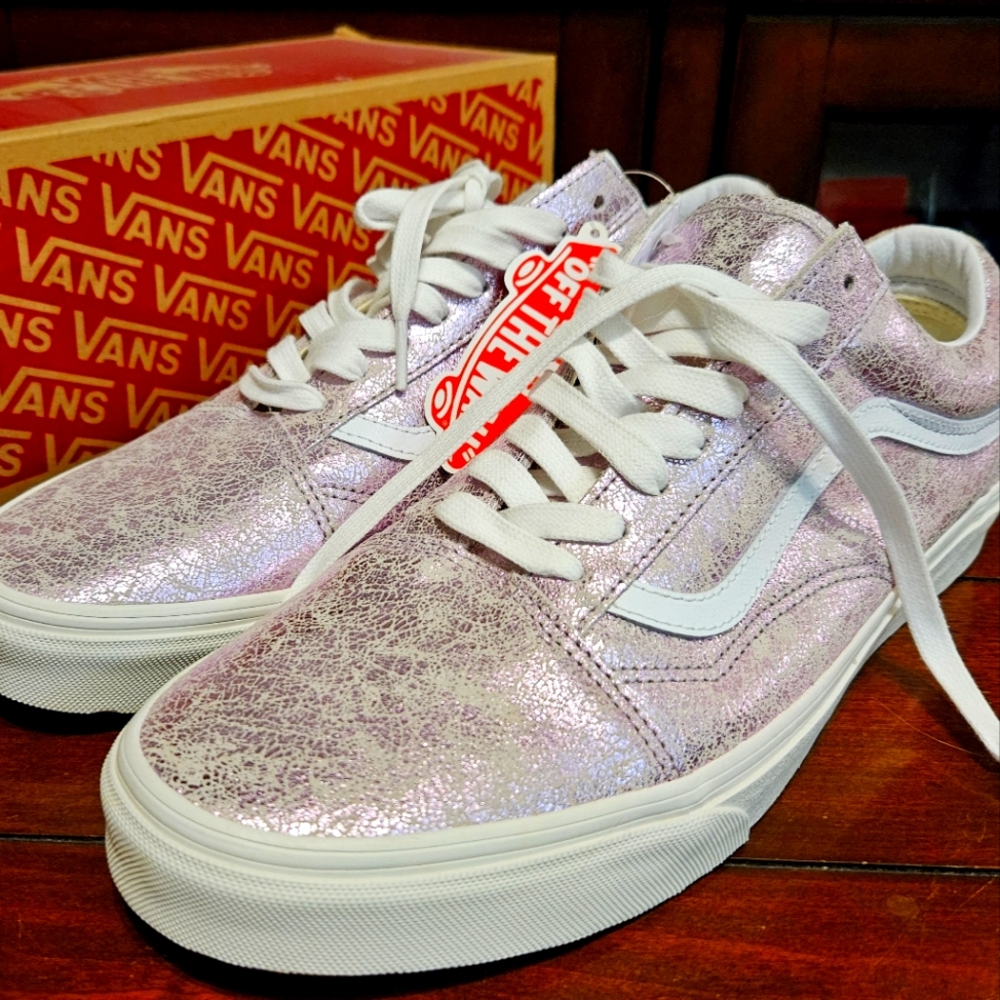 Vans shoes. Pink metalic cracked leather look. 😍 new!